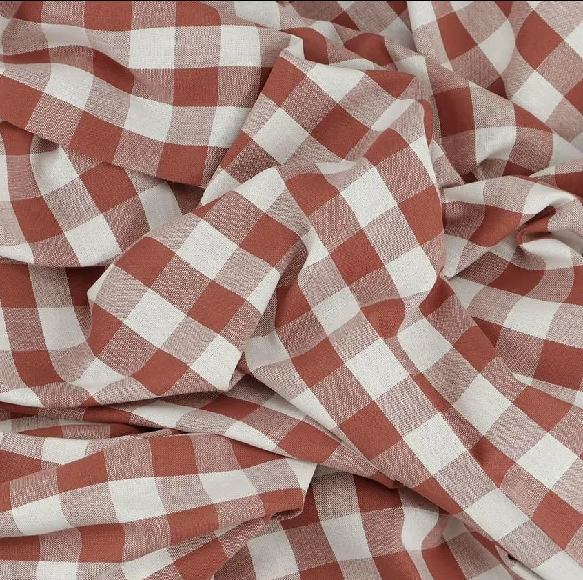 Gingham cotton, terracotta tile, large checks