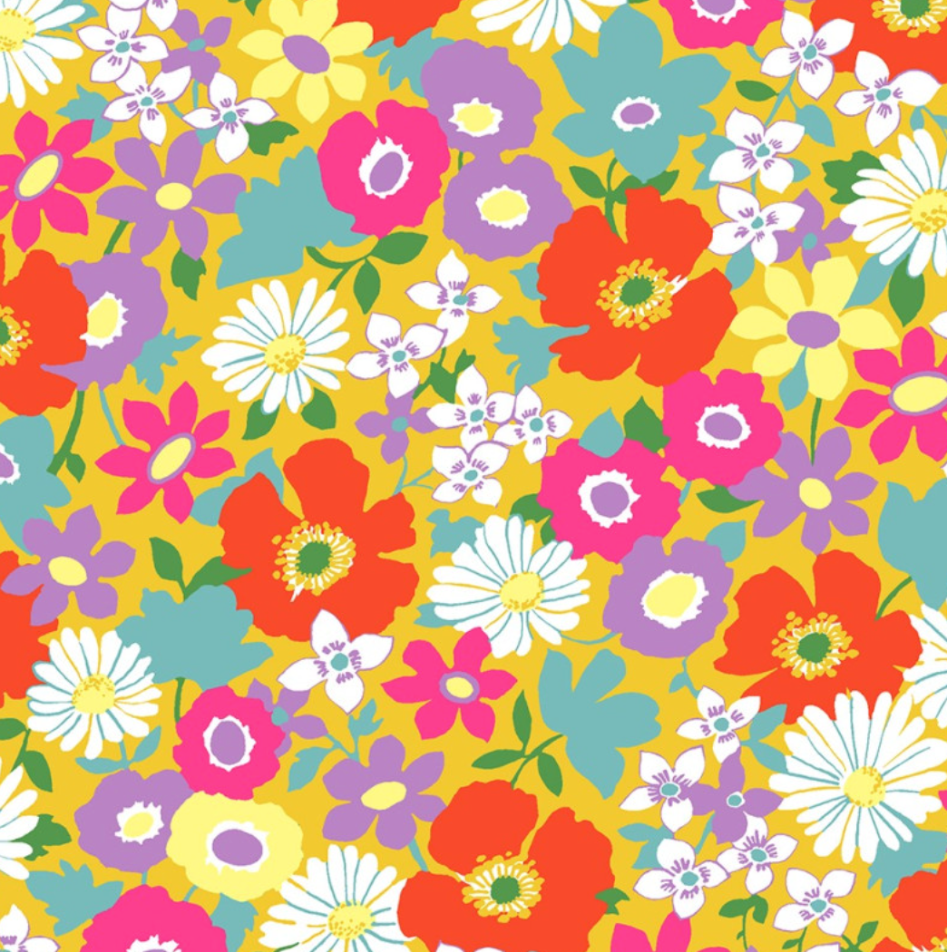 Coupon 65x40cm Le coquelicot fond jaune
