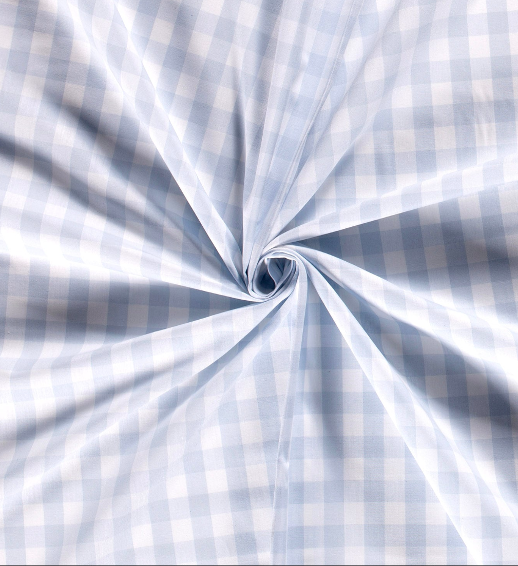 Sky blue gingham with small checks