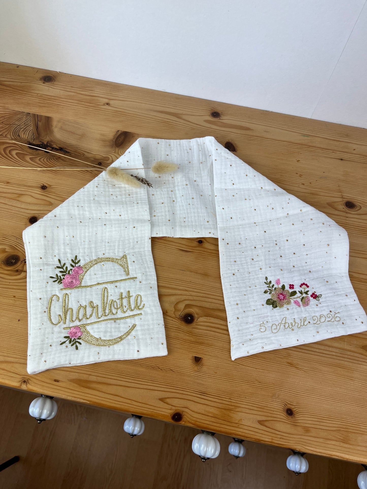L'écharpe de baptême modèle Hortense
