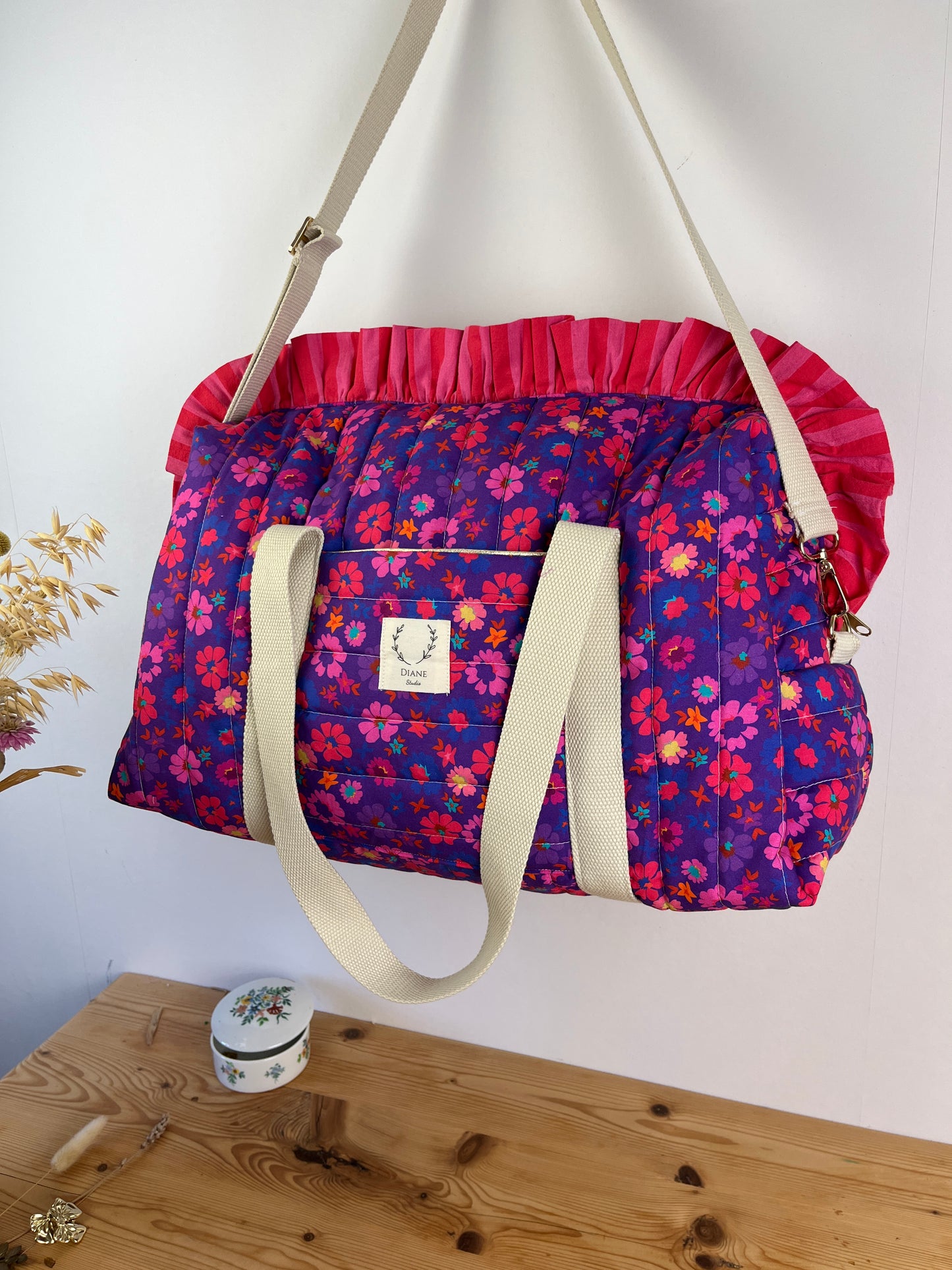 Ruffled bag and pouch set - made to order