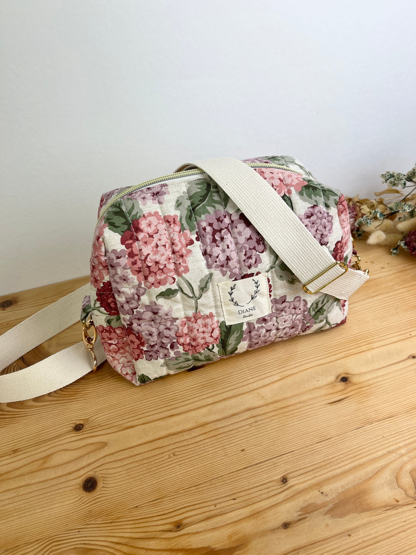 Colette le sac bandoulière hortensias roses -sur commande