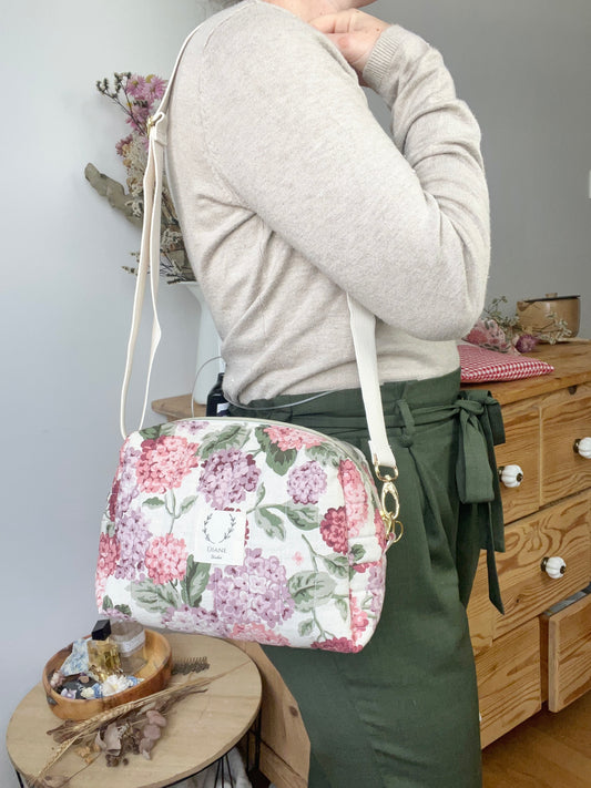 Colette pink hydrangea shoulder bag - made to order