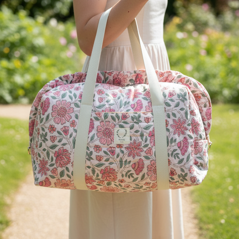 Ruffled bag and pouch set - made to order