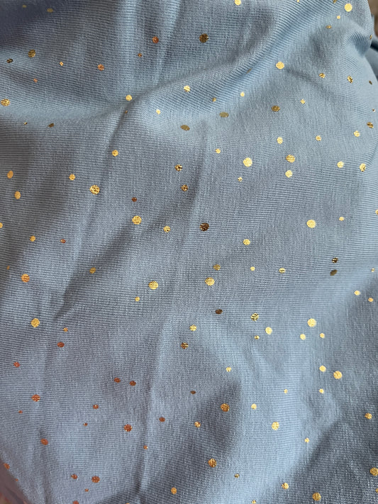 Coupon 1mx1m jersey bleu ciel pois dorés