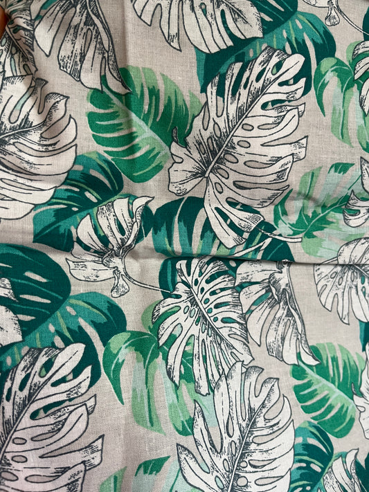 Coupon de 70x50cm coton feuillage vert