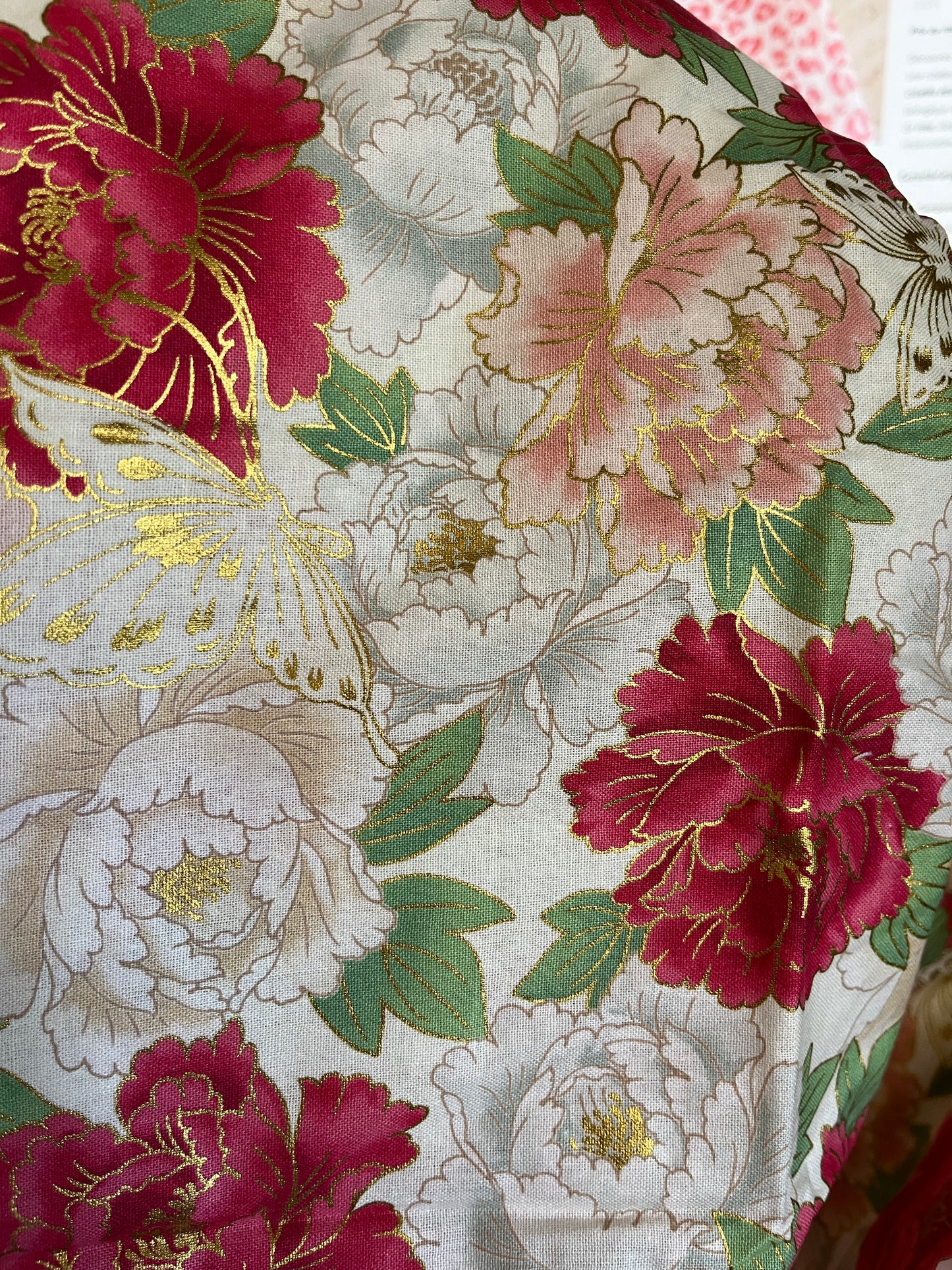 Coupon 65x80cm pivoines dorées