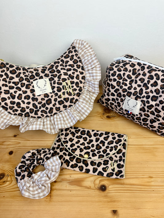 Ensemble : sac Milan, trousse de toilette, chouchou et porte monnaie