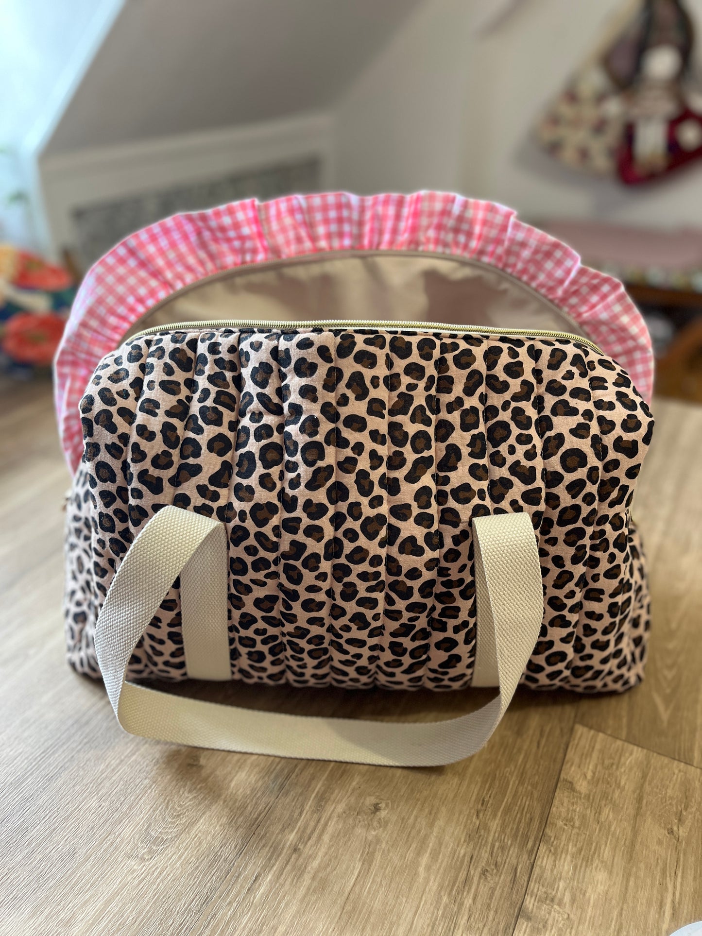Ruffled bag and pouch set - made to order