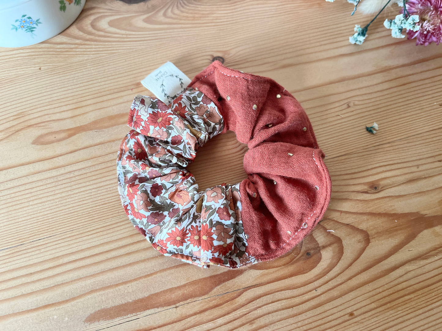 Poppy forest cotton scrunchie and gauze