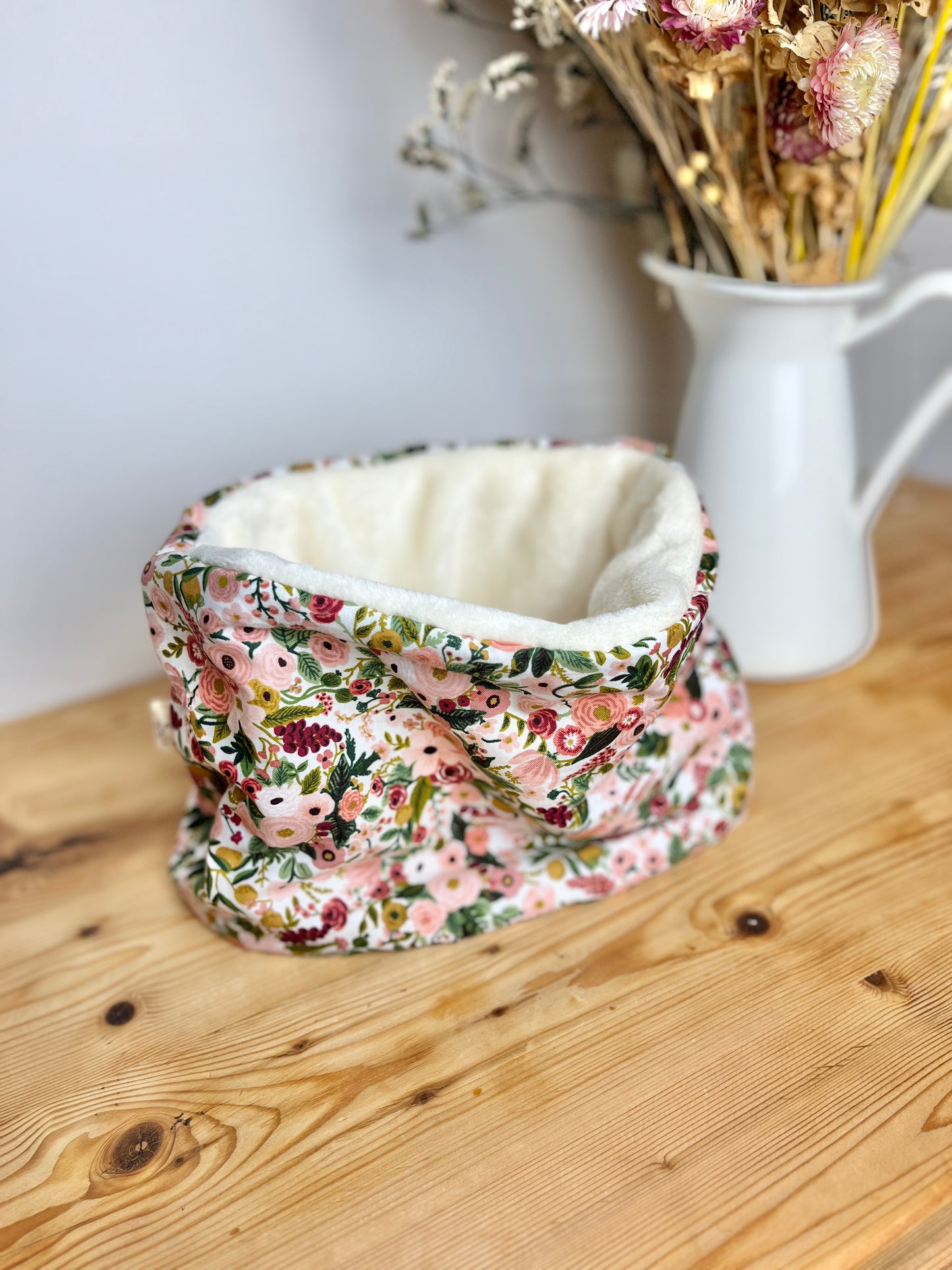 Children's pink garden party neck warmer