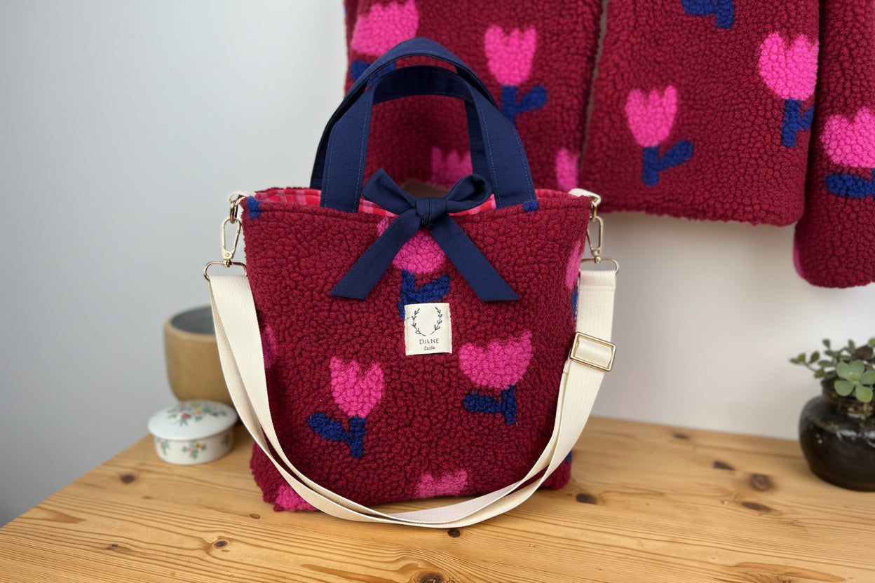 Sac Félicie sherpa tulipe roses