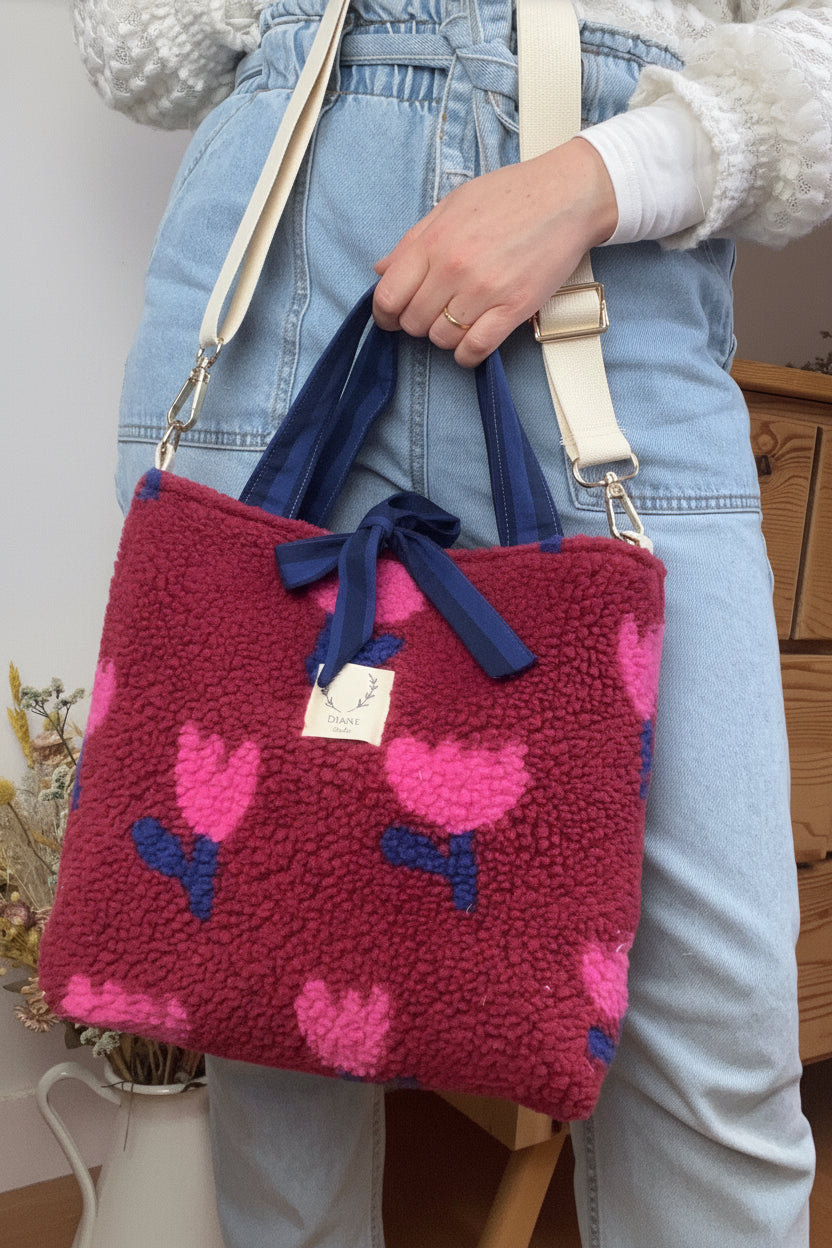 Sac Félicie sherpa tulipe roses-sur commande