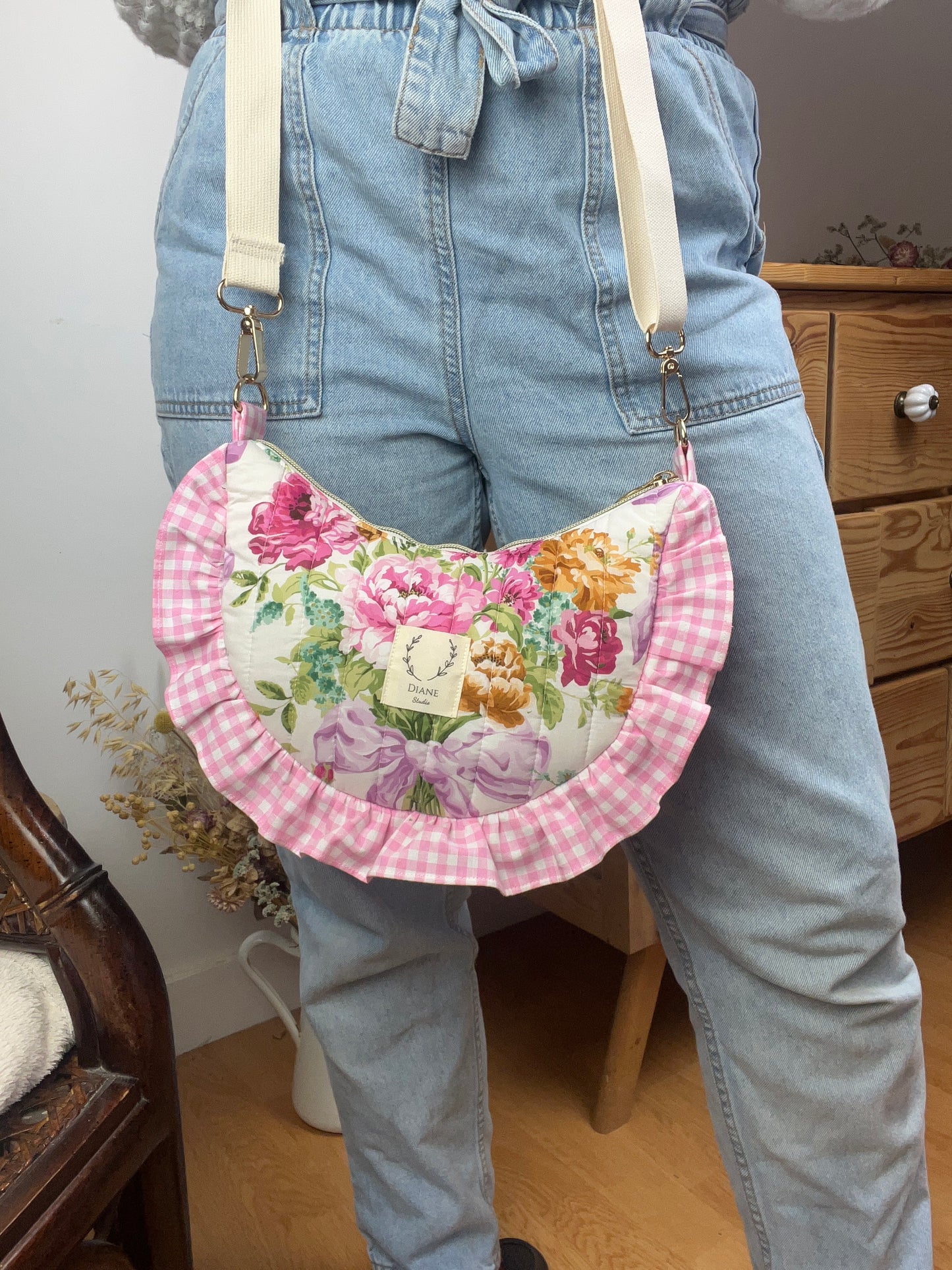 Milan the Liberty of London Bridgerton quilted crescent bag