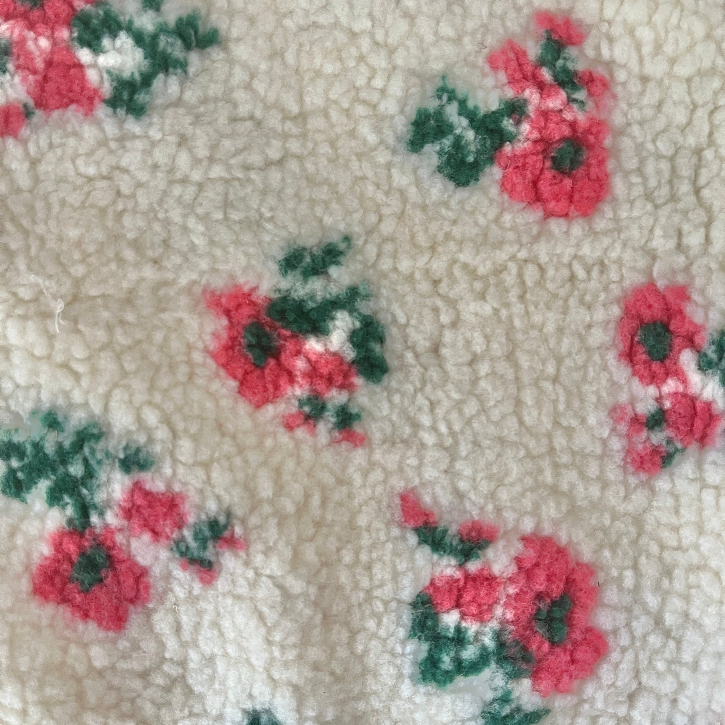 Coupon 1m65x40cm Sherpa fleurs framboise