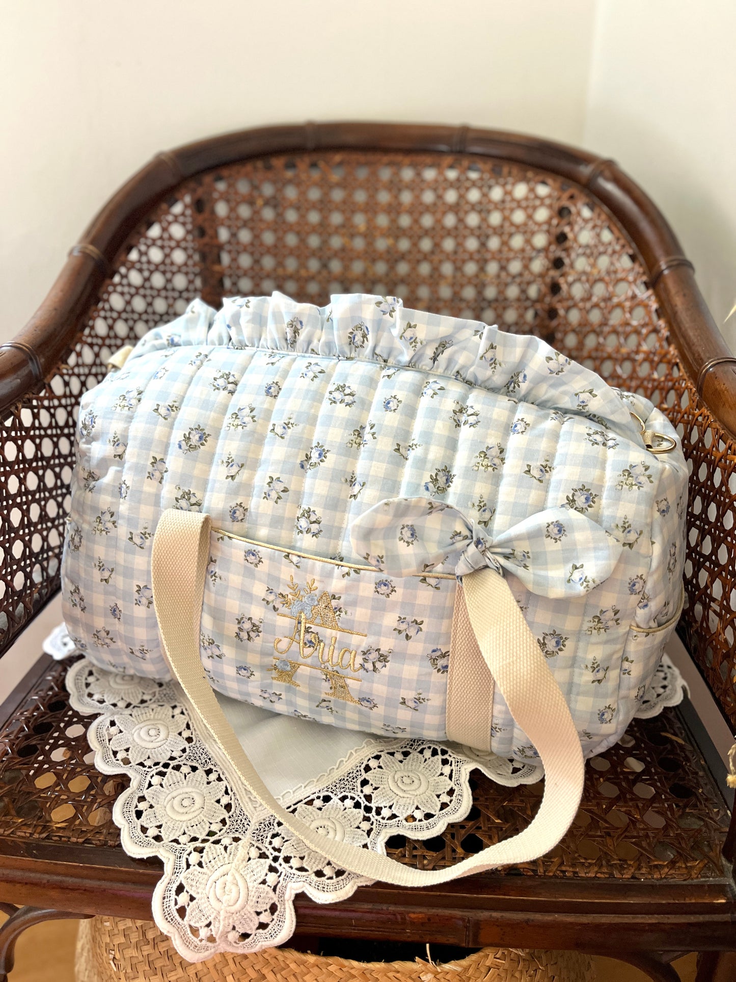 Sac Louison initiale dentelle tissus au choix