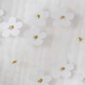 Tulle fleurs blanc et or pour volants-série limitée
