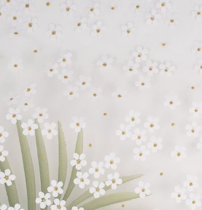 Tulle fleurs blanc et or pour volants-série limitée