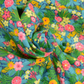 Coupon 1m x75cm coton imprimé fleurs et fougères