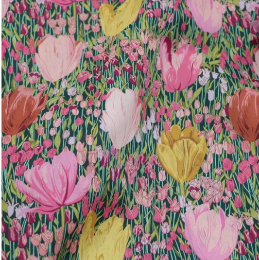 Multicolored tulip print cotton