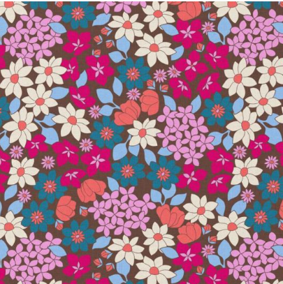 Coupon 65 cm Coton imprimé arty fushia