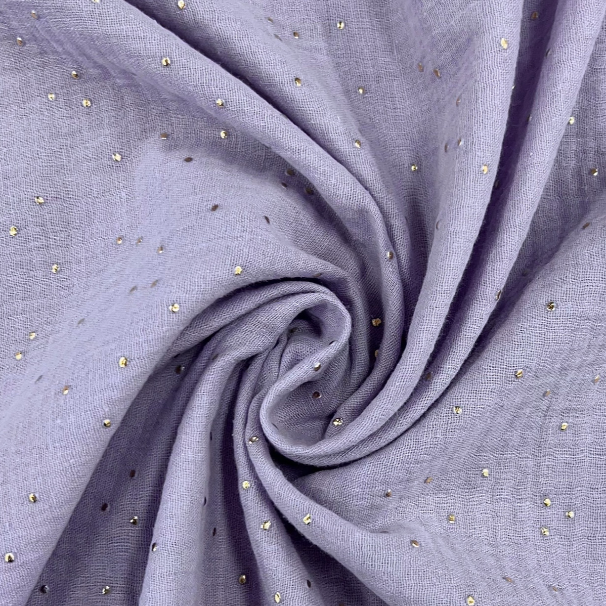 Coupon 1m Gaze Lilas clair doré