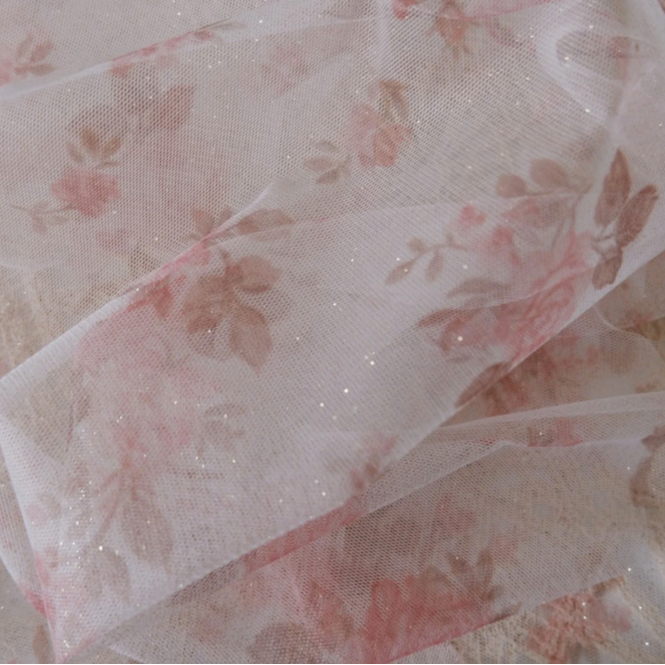 Tulle pailleté roses pour volants-série limitée