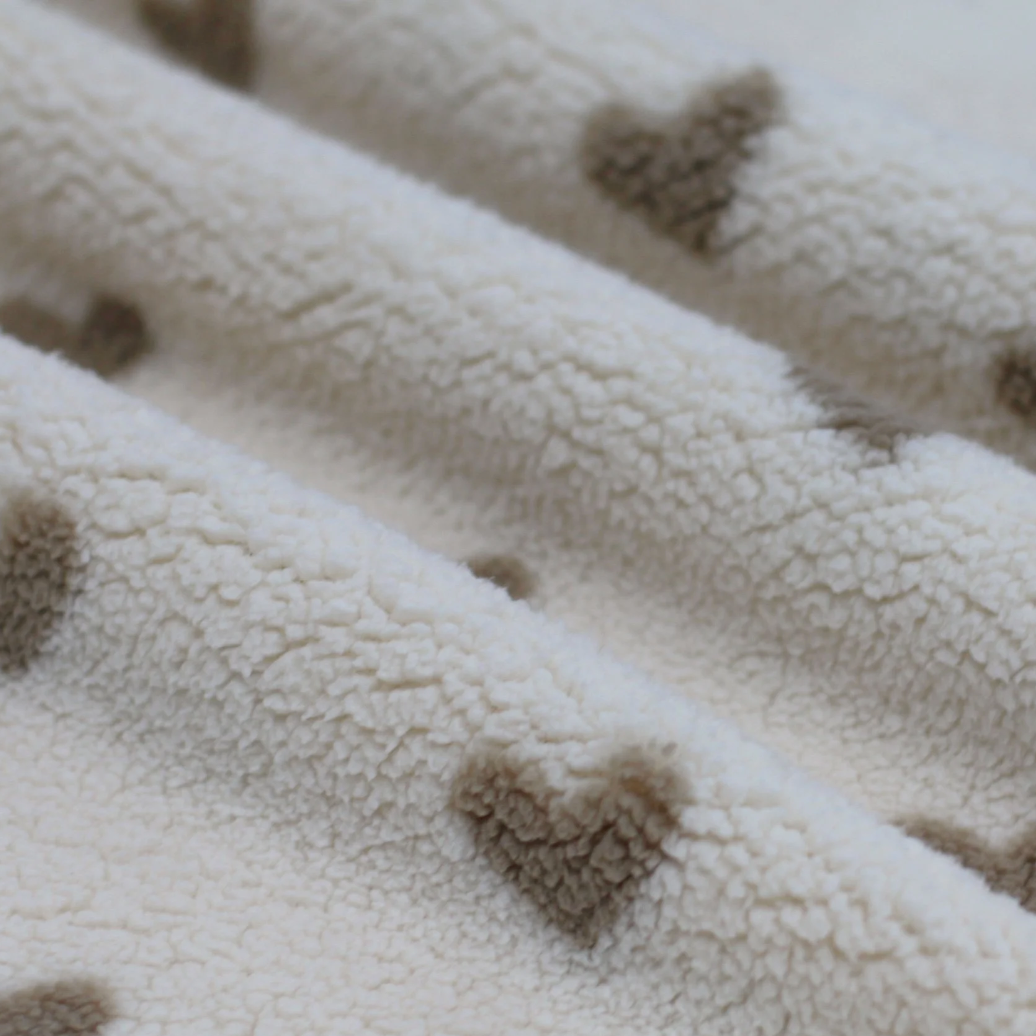 Coupon de 50 cm Sherpa coeur caramel