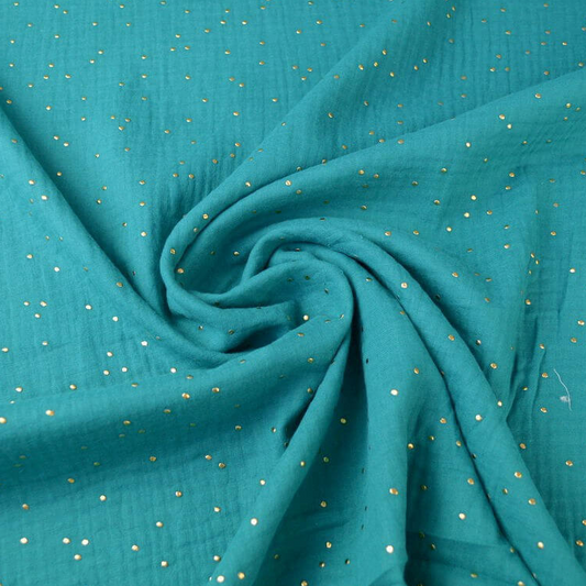Double gauze cotton, golden peacock