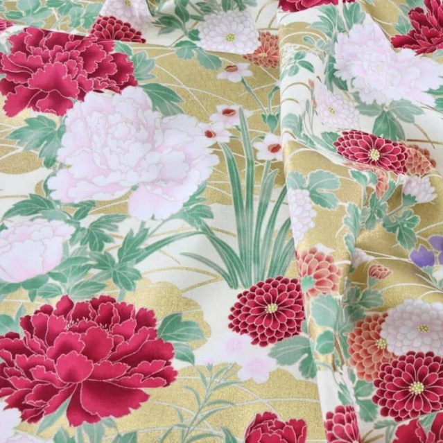 Coupon 60cm Pivoines fond or