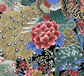 Coupon 80x30cm coton japonais paon doré