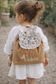 The Eglantine camel velvet backpack and Marion