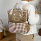 The Ombeline children's backpack in quilted gauze and sky blue gingham