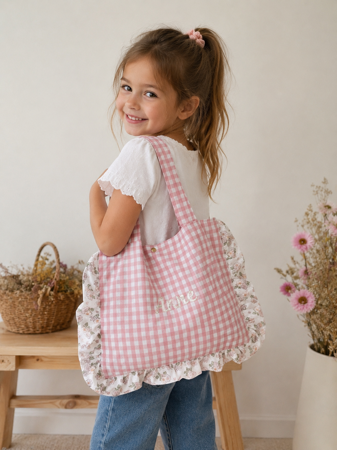 Le petit tote bag à volants maternelle 100% personnalisable