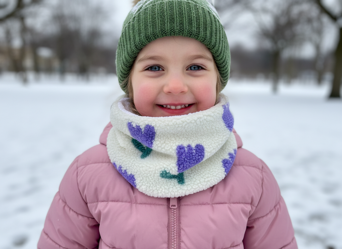The children's sherpa neck warmer with tulip print