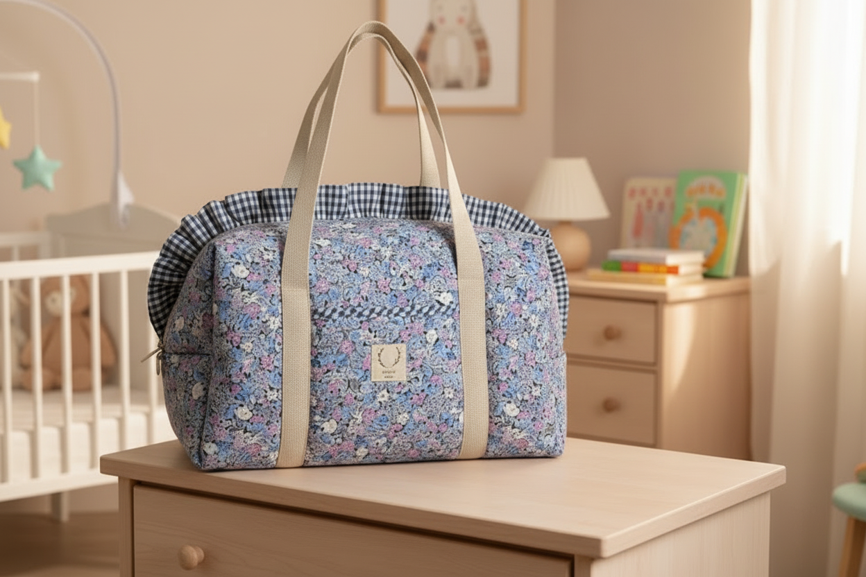 The 100% customizable ruffled diaper bag