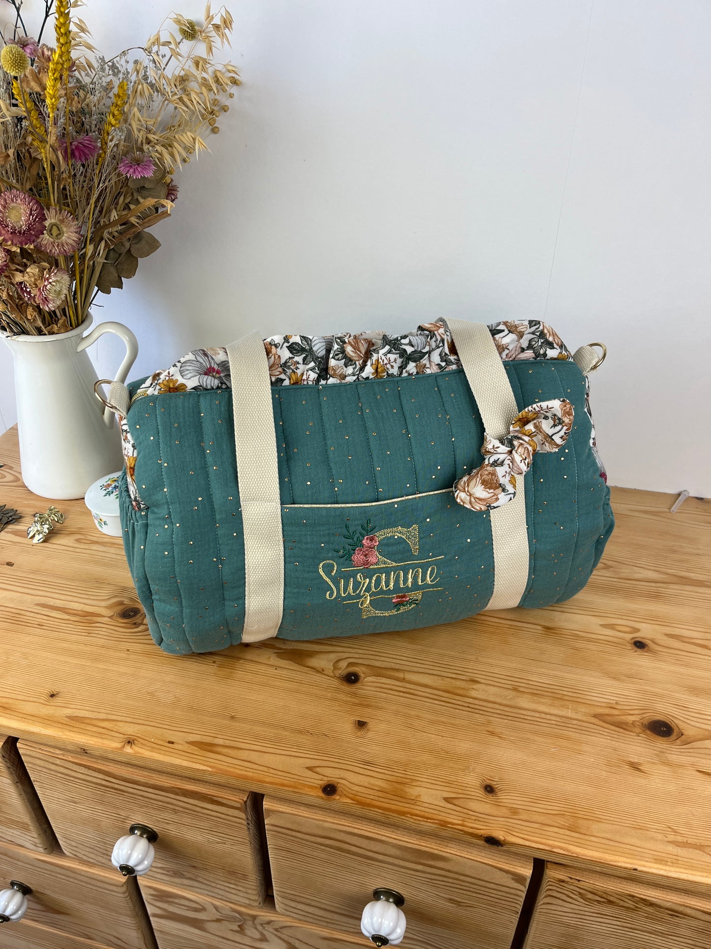 Louison the children's duffel bag with initial lace