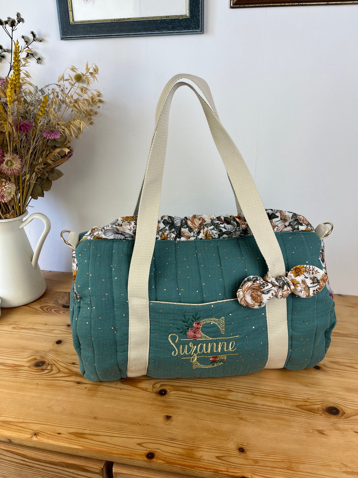 Louison the children's duffel bag with initial lace