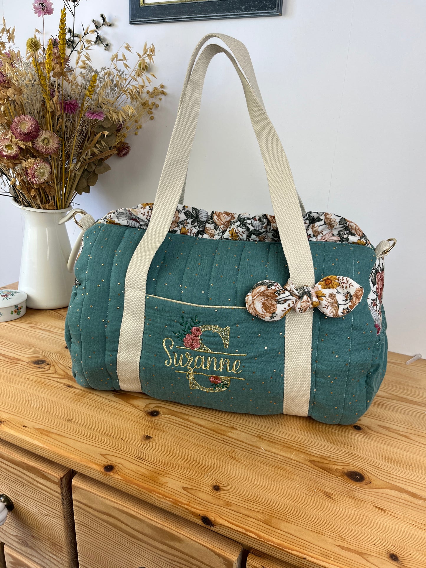 Louison the children's duffel bag with initial lace