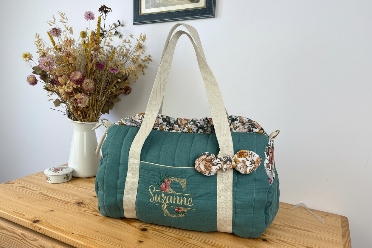 Louison the children's duffel bag with initial lace