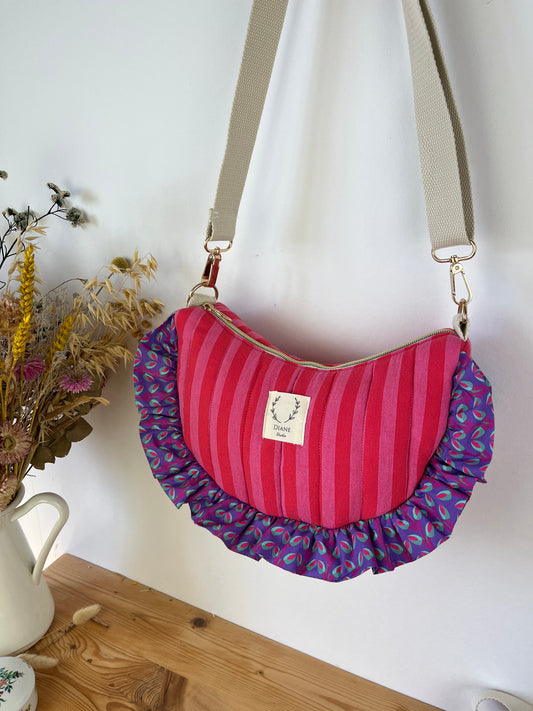 Sac Milan rayé rose et rouge