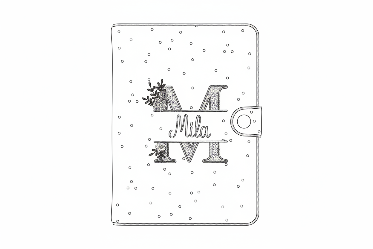 Mahé the notebook cover initial flower