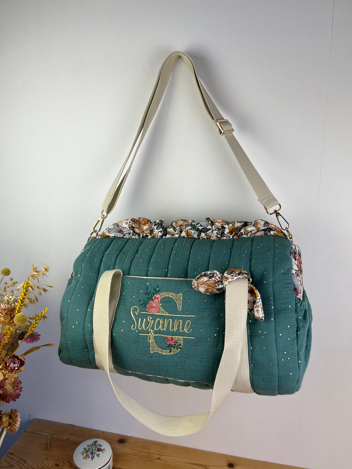 Louison the children's duffel bag with initial lace
