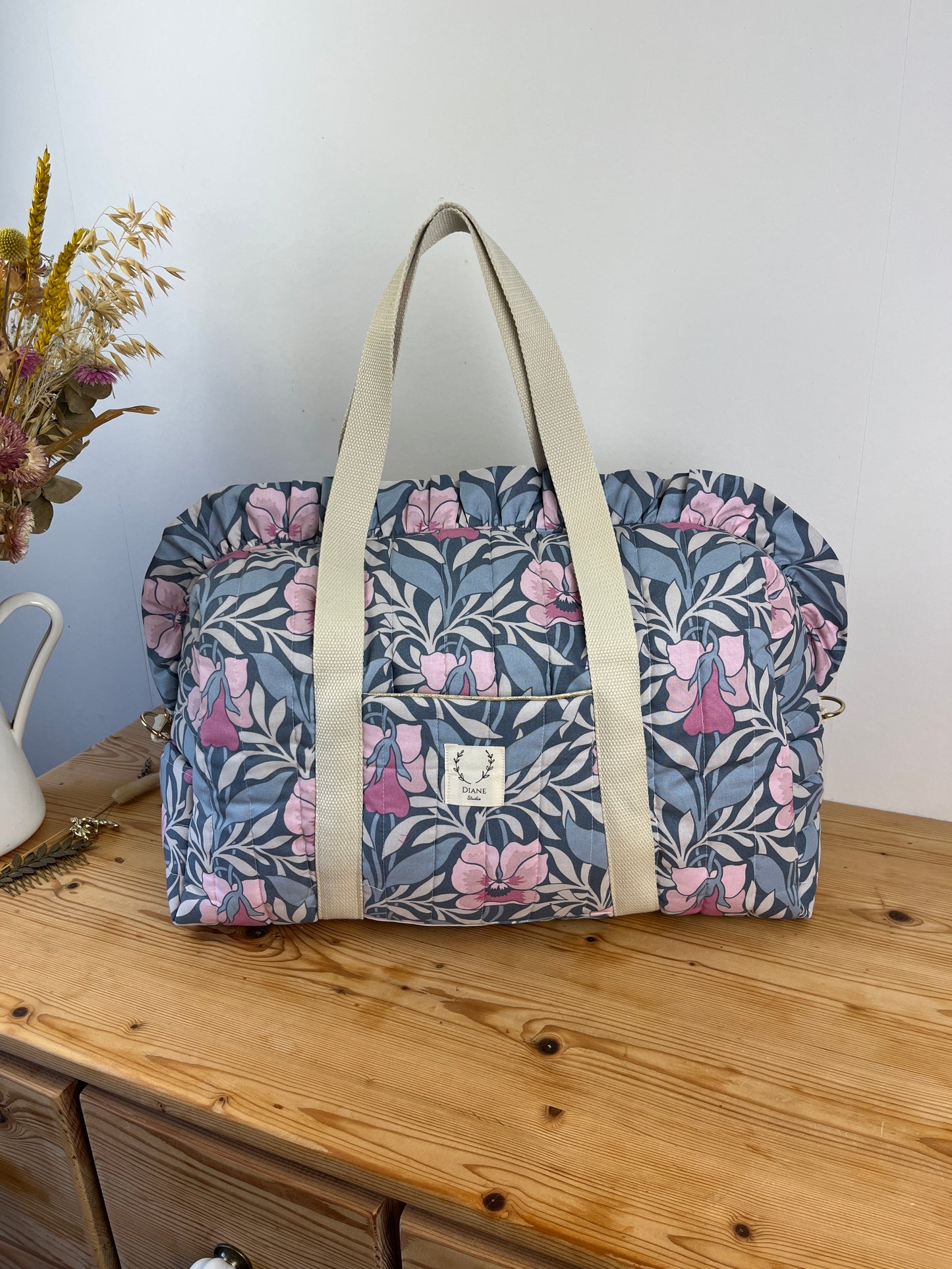 Ruffled bag and pouch set - made to order