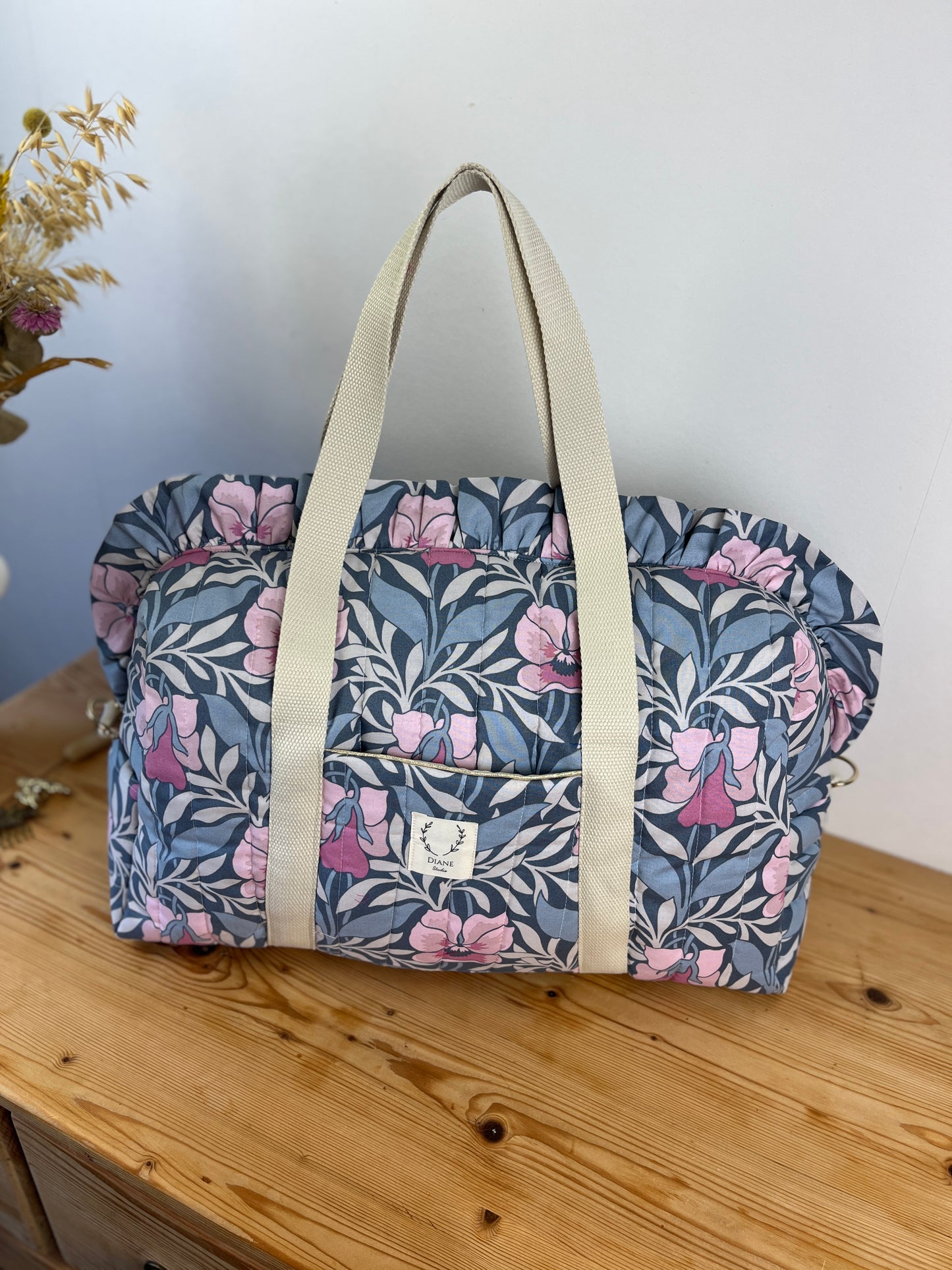 The 100% customizable ruffled diaper bag