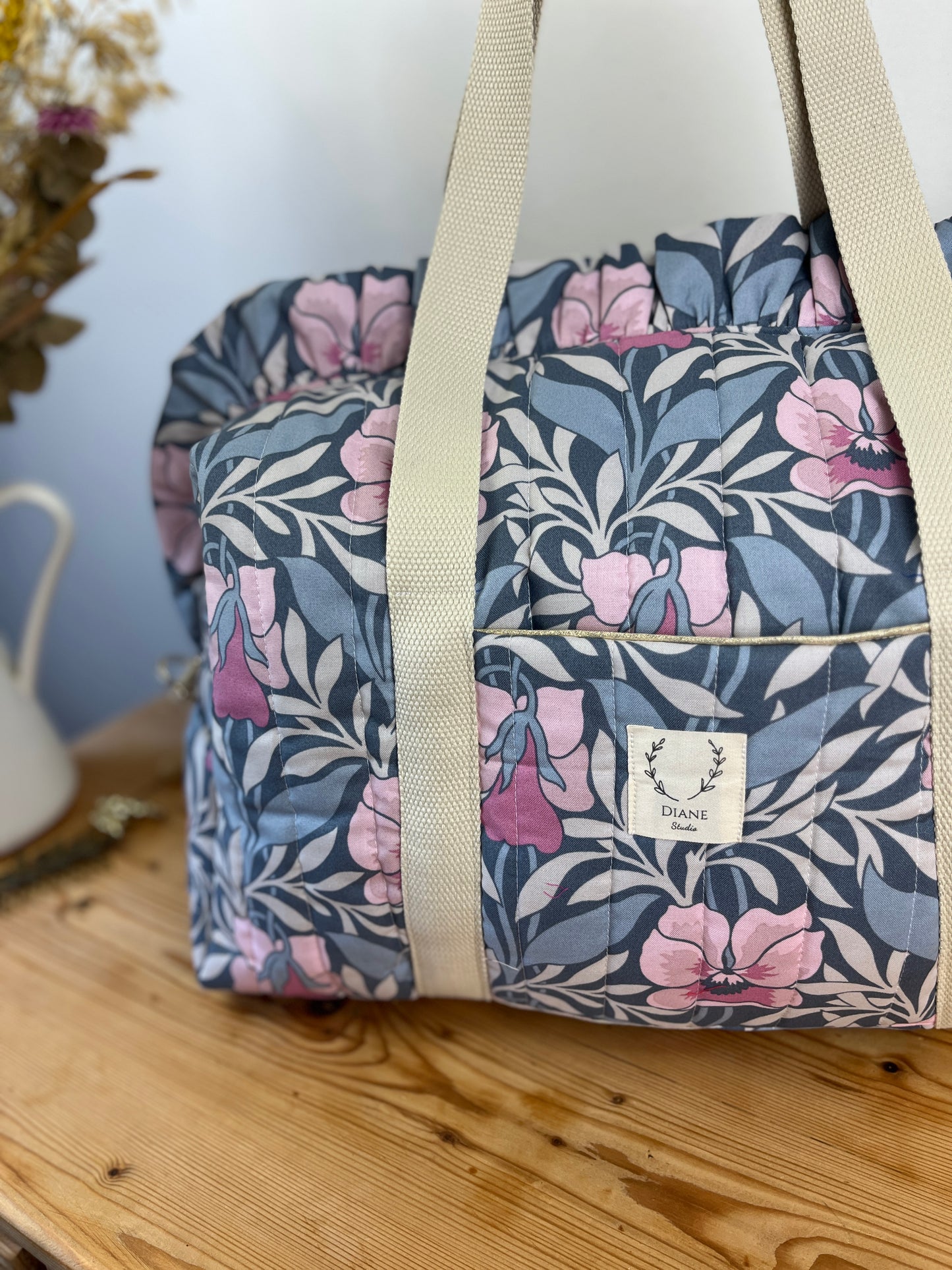 Ruffled bag and pouch set - made to order