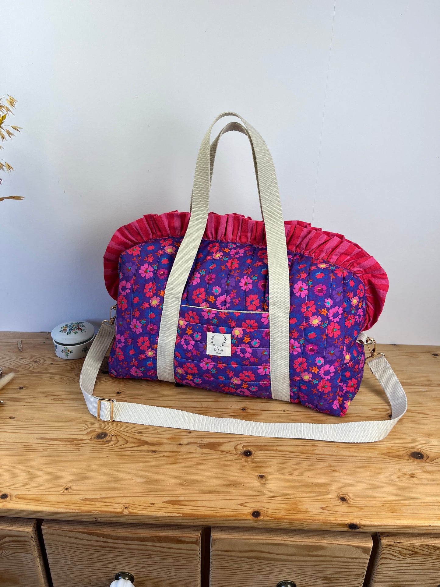 Ruffled bag and pouch set - made to order