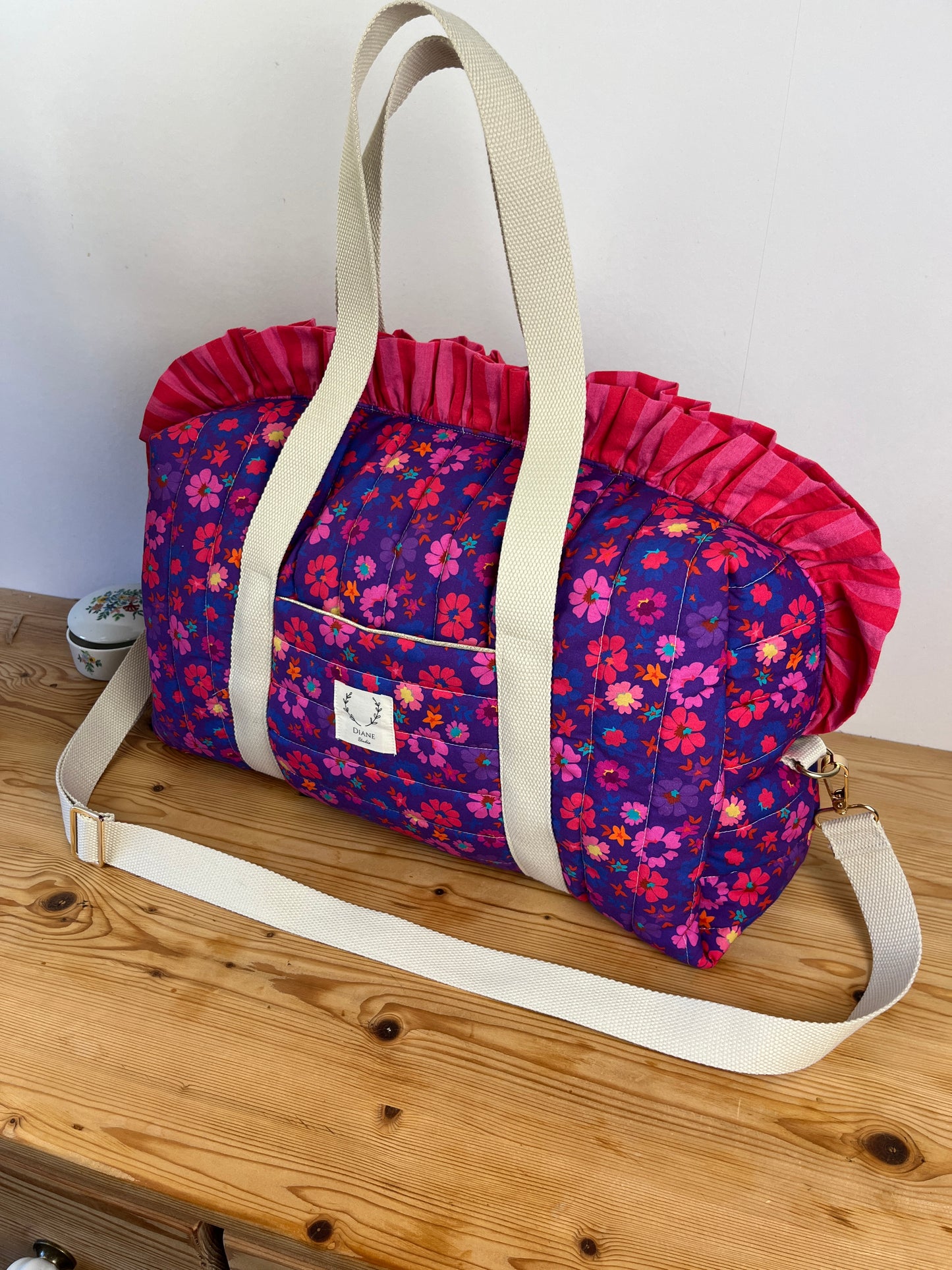 Ruffled bag and pouch set - made to order