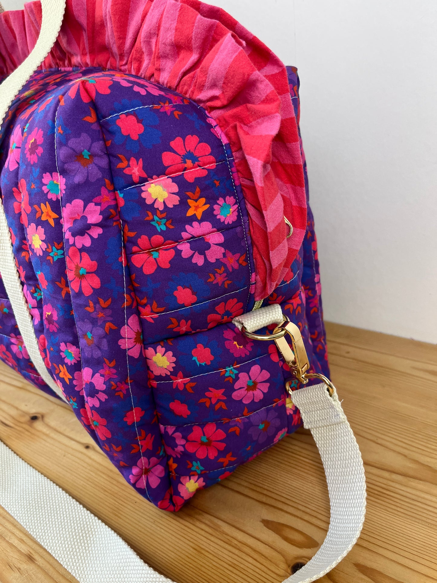 The 100% customizable ruffled diaper bag