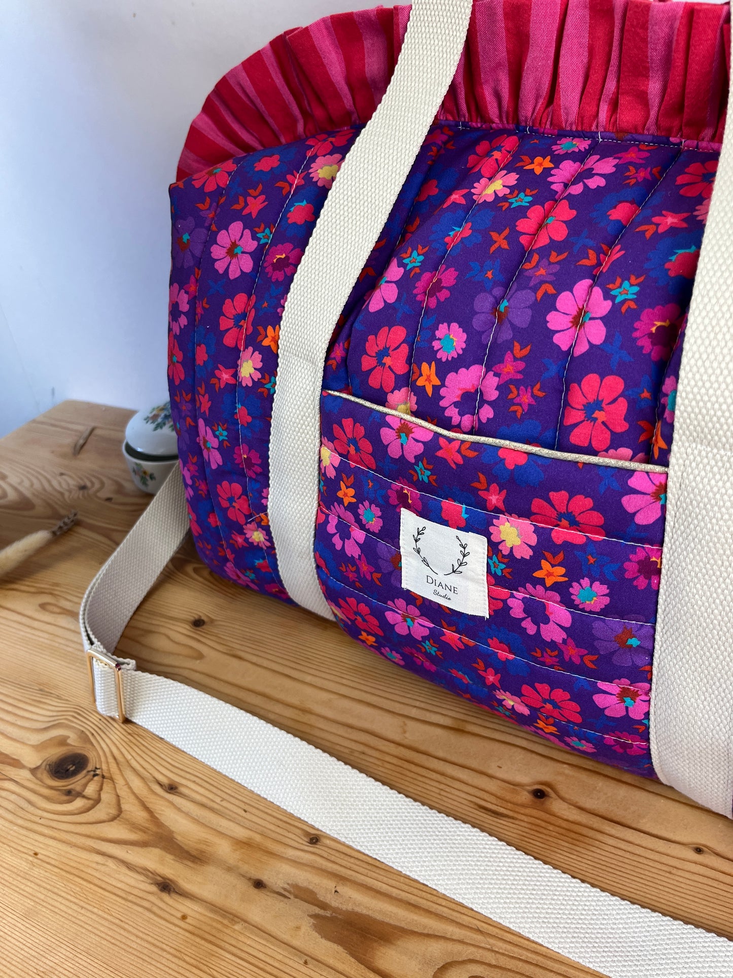 Ruffled bag and pouch set - made to order